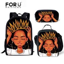 FORUDESIGNS 3PCS School Backpack for Girls Set Black Art African Girls Printed Primary Mochila School Bagpack Children Backpacks 2024 - buy cheap