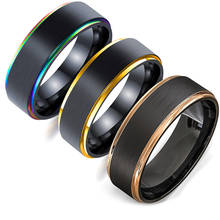 FDLK Новая мода 8 мм цветное кольцо из нержавеющей стали черный матовый Свадебный ремешок Мужское кольцо для вечерние ювелирные изделия подарок 2024 - купить недорого