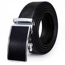 Barry.Wang 3.5cm Men Belt Black Genuine Leather Belt Silver Metal Automatic Slide Buckle Male Waist Strap for Wedding Party 2024 - buy cheap