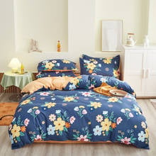 Azul jogo de cama, 220x240 capa de edredão conjunto com fronha, laranja 200x200 quilt cover, flores amarelas rei tamanho cobertura 2024 - compre barato