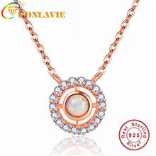 BONLAVIE Opal Cubic Zirconia Rose Gold 925 Silver Necklaces for Women Wedding and Engagement Gift 2024 - buy cheap