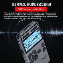 Multi-funções gravador de voz digital 8 gb som gravador de áudio ditaphone para reuniões pcm e mp3 player microfone duplo 2024 - compre barato