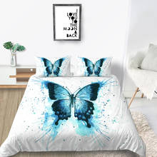 Blue Bedding Set High 3D White Duvet Cover Queen King Twin Full Single Double Design Bed set, Duvet Cover sets, polyester / cotton, reactive printing, for Full season, 3D printed 2024 - buy cheap