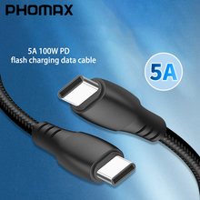 PHOMAX QC3.0 usb-c to usb-c 100W super fast charging 1M data cable suitable for Samsung Huawei Xiaomi 5A nylon cable 2024 - compre barato