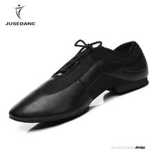 JuseDanc-zapatos de salón para hombre, calzado de baile latino, Salsa, Tango, tacón bajo dorado y negro 2024 - compra barato
