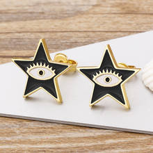 2021 New Fashion Gold Color Star Shape Evil Eye Stud Earrings Charm Enamel Earrings For Women Punk Korean Shiny Lucky Jewelry 2024 - buy cheap