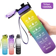 1L Sports Bottle Motivational Water Bottle With Time Marker Leakproof Canteen Drink Bottles Frosted Leakproof Cup Container 2024 - buy cheap