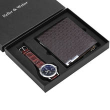 Conjunto com relógios masculinos, carteira de couro e quartzo 2024 - compre barato