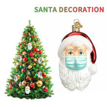 Santa cláusula vestindo máscara pingente de natal ornamentos de madeira artesanal árvore de natal pendurado ornamentos decoração de natal suprimentos 2024 - compre barato