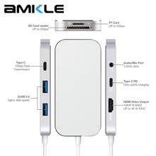 Amkle 7in1 Type C 4K Hub HDMI-compatible Adapter PD SD/TF Card Reader 3.5mm MIC USB HUB Thunderbolt for MacBook Android laptop 2024 - buy cheap