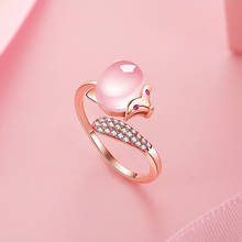 Cute Fox Adjustable Ring Fashion Rose Gold With Pink Crystal Agate Stone Aesthetic Animal Jewelry For Women Party Halloween Gift 2024 - buy cheap