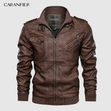 CARANFIER-chaqueta militar de PU para hombre, abrigos de cuero informales para Fitness, Bomber, chaquetas anticuero, talla europea, Dropshipping 2024 - compra barato