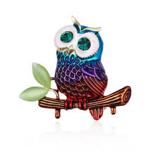New Fashion Colorful Enamel Owl Brooch Pins Blue Crystal Eyes Bird Brooches for Women Shirt Suit Shawl Accessories Jewelry Gifts 2024 - buy cheap
