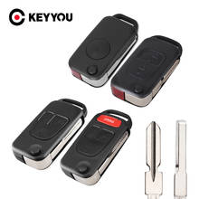 Keyyou-capa de chave remota para mercedes benz, 1, 2, 3 e 4 botões, dobrável, controle remoto, compatível com os modelos slk, e113, a, c, e, s, w168, w202, w203 2024 - compre barato