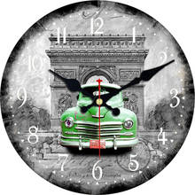 WONZOM Green Retro Car Design Wall Clock For Home Decor, Wall Art Large Wall Watch, No Ticking Sound, Creative Decoration 2024 - buy cheap