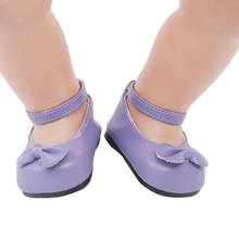 Bonecas americanas para meninos, sapatos de princesa com laço roxo e para recém-nascidos, tamanhos 40-43 cm, acessórios de brinquedo para meninos e meninas, de tamanho 18 2024 - compre barato