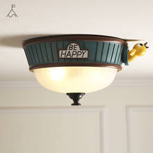 Early Bird American Children's Room Ceiling Lights Cartoon Round Nordic Boy Bedroom Ceiling Lamps E27 Glass Shade Deco Fixtures 2024 - buy cheap