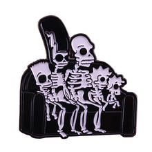 X-ray Skeleton Family Chilling On The Couch Badges Pin Perfect For Adding A Horror Punk Rock Touch To Your Jacket Or Bag 2024 - buy cheap