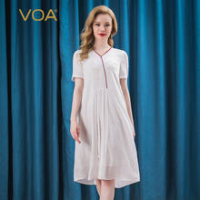 VOA-Jacquard de seda de Jade blanco para mujer, vestidos elegantes de manga corta para oficina, a la moda, 15 m/m 2024 - compra barato