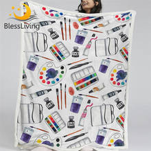 BlessLiving Art Supplies Linen Blanket Watercolor Bed Blanket Paints Palette Throw Blanket Brushes Ink Plush Blanket 150x200cm 2024 - buy cheap