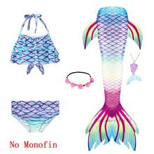 2020 Girls Beach Wear Swimming Mermaid Tail Dress Beach Bikini Summer Dress Clothes Little Ariel Princess Kids Costume Necklace 2024 - buy cheap