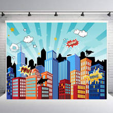 Superhero Cityscape Photography Backdrops Super Hero City Birthday Party Event Decorations Photo Booth Background 2024 - buy cheap