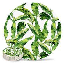 Banana Leaf Tropical Plant Leaves Coasters Coffee Table Decor Kitchen Accessories Ceramic Coaster Dinning Table Decor Placemats 2024 - buy cheap