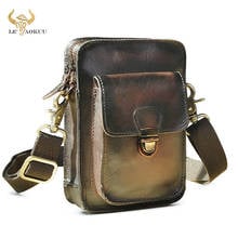 Quality Leather Male Design Mini Messenger Cross-body bag Multi-function Fashion Belt Fanny Waist bag Small Cigarette Pouch 6401 2024 - buy cheap