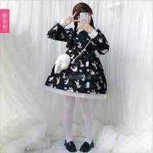 Vestido japonés nuevo Lolita para niñas, vestido retro de manga larga/corta, negro Kawaii, para fiesta de té Loli 2024 - compra barato