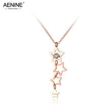 AENINE Titanium Stainless Steel CZ Crystal Star Choker Necklaces Jewelry Trendy Luck Pendant Chain Necklace For Women AN19056 2024 - buy cheap