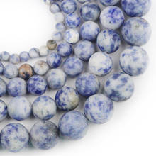 YHBZRET-Cuentas espaciadoras blancas de punto azul mate de piedra Natural para la fabricación de joyas, accesorios de pulsera de collar DIY 4 6 8 10 12mm 2024 - compra barato