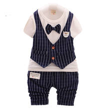 2020 New Summer Children Gentleman Clothing Baby Boy Girl Striped T Shirt Shorts 2Pcs/sets Kids Infant Clothes Toddler Tracksuit 2024 - buy cheap