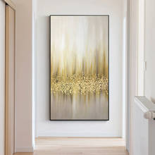 Pintura al óleo pintada a mano, hoja de oro abstracta, pintura decorativa nórdica para el hogar, versión Vertical, pasillo de entrada, luz Lux 2024 - compra barato