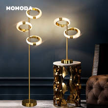 Nordic led lâmpadas de assoalho moderno ferro acrílico círculo anéis luzes da mesa decoração casa lustre quarto sala estar estudo lâmpada pé 2024 - compre barato