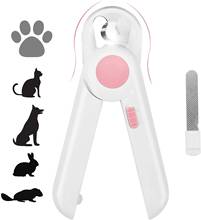 Kit para tosa de unhas e aparador de cães e gatos, tosquiador de unhas para animais de estimação com luz led, para evitar corte vazado, lixa de unha oculta e lâmina afiada 2024 - compre barato