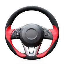 Hand Sew Black Suede Red Leather Anti-slip Car Steering Wheel Cover for Mazda 3 Axela Mazda 6 Atenza Mazda 2 CX-3 CX 2024 - buy cheap