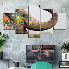 Impressões em hd para decoração da casa, 5 peças de pintura de elefante, paisagem, poster de arte da parede, tela, quadro modular, imagens para sala de estar 2024 - compre barato