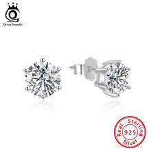 ORSA JEWELS 925 Sterling Silver Classic 6 Prong Setting Stud Earrings AAAA CZ For Women/Girl 2020 New Jewelry Gift SE335 2024 - buy cheap