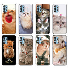 Funda negra de tpu para Samsung galaxy A32, A42, A52, A72, 4g, 5g, S21 PLUS, ultra trasera, gatito 2024 - compra barato