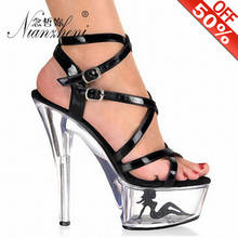 Salto alto de stripper, para mulheres, salto alto transparente, solas plataforma de 15cm, sapatos exóticos para pole dance 2024 - compre barato