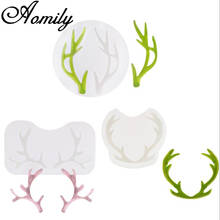 Aomily Antlers Christmas Elk Silicone UV Resin Epoxy Mold DIY Hairpin Decoration Jewelry Molds Cake Molds Crystal Diamond Molds 2024 - buy cheap