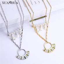XUANHUA Shell Zircon Necklace Earrings Set Multi Layer Necklace Stainless Steel Jewelry Woman Accessories Fashion Jewelry Sets 2024 - buy cheap