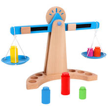 Juego de básculas de madera Montessori para niños, juguete educativo de aprendizaje temprano, divertido juguete de matemáticas de madera, regalo para niños 2024 - compra barato