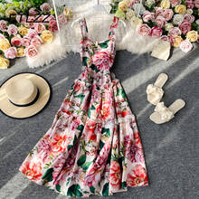 Retro Women Floral Dress Summer A Line Ruffles Boho Dresses Ladies Spaghetti Strap French Long Robe Evening Dresses Long Luxury 2024 - buy cheap