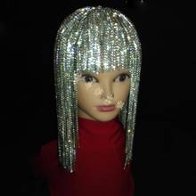 GoGo-Peluca de cantante de DJ para mujer, sombrero de taladro con Flash DWY2635, diadema completa de diamantes de imitación, DWY2635 2024 - compra barato