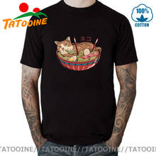 Bonito ramen japão gato anime t camisa masculina de alta qualidade estética algodão legal do vintage camiseta harajuku streetwear camisas hombre 2024 - compre barato