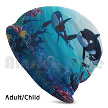 Orca-A Swim To The Reef Beanie Hedging Cap DIY Print Cushion Orca Killer Whale Coral Reef Ocean Sea Life Artbyjessyca 2024 - buy cheap