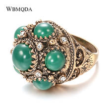 Unique Flower Crown Ring Turkish Crystal Stone Antique Gold Rings For Women Bohemian Jewelry Vintage Accessories Wholesale 2024 - buy cheap