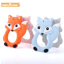 Keep&Grow 1pc Fox Baby Teether Cartoon Silicone Beads Rodent Ring Food Silicone Teething Toys Nursing Pacifier Clips Teethers 2024 - buy cheap