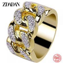 Zdpode 925 prata esterlina 18k anel de zircônia dourada para homens anéis criativos anéis de dedo joias presente de festa 2024 - compre barato